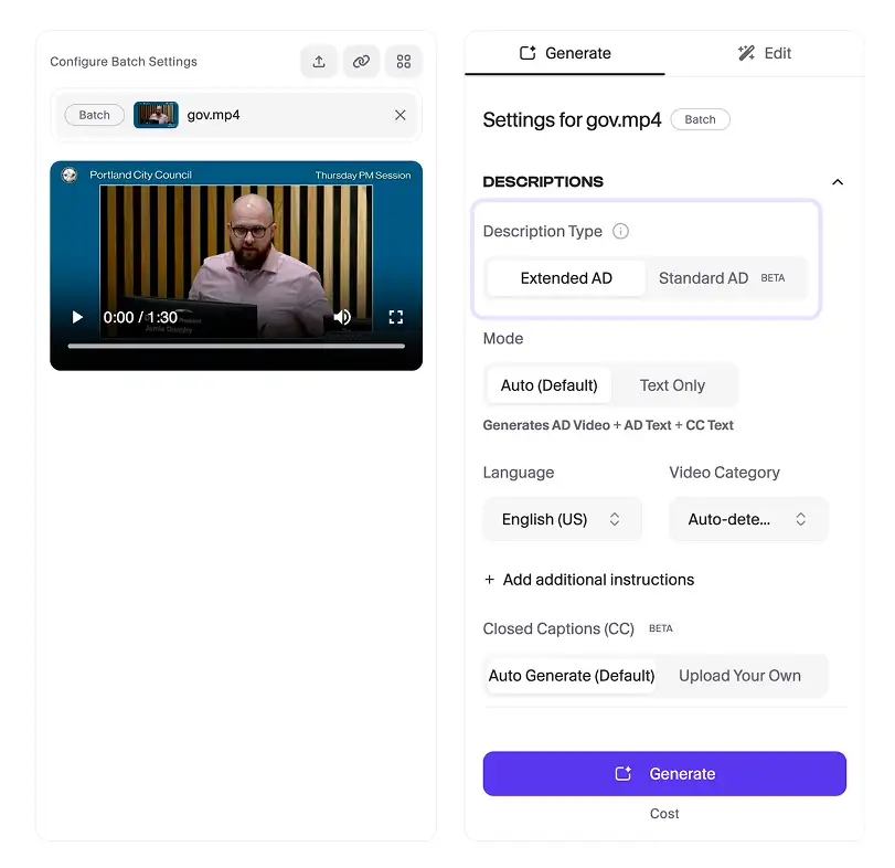 Choose Standard AD or Extended AD