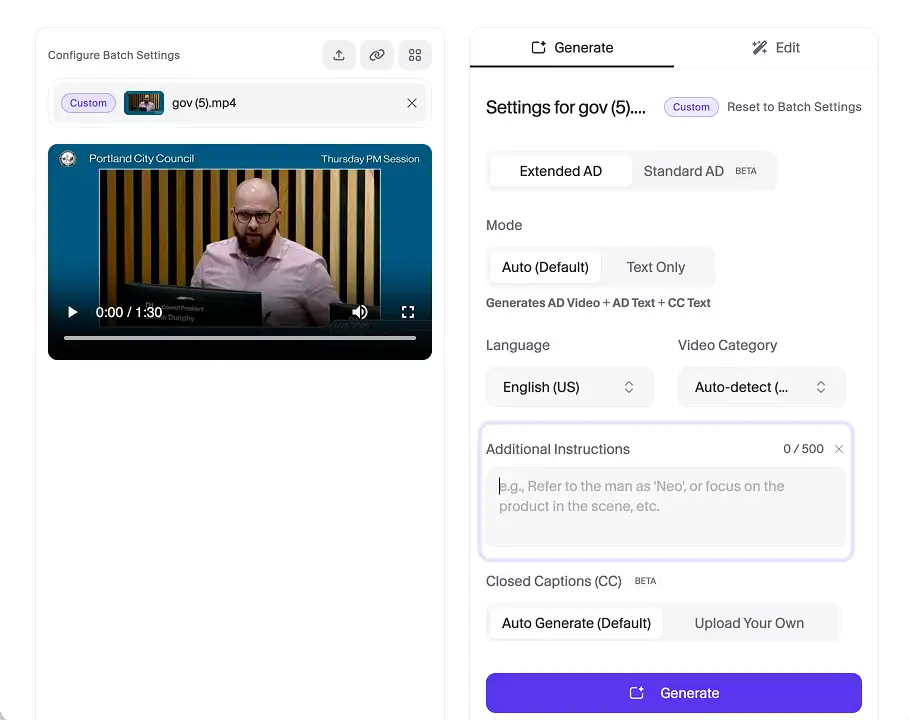 Additional instructions