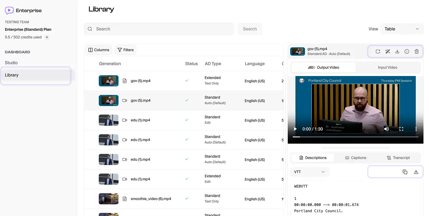 Download accessible video outputs