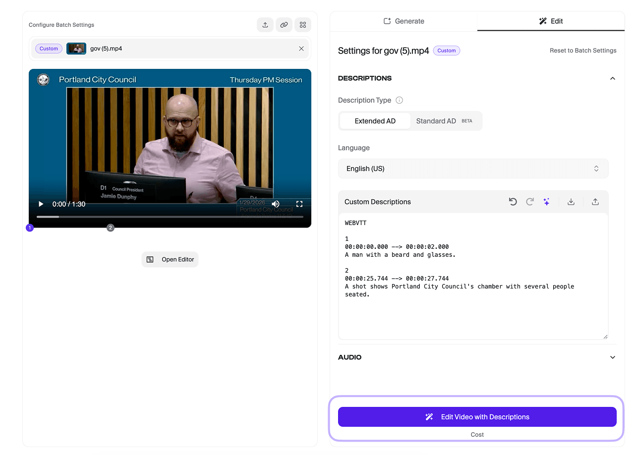 Generate audio and download outputs