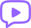 The ViddyScribe logo: a purple speech bubble with a triangular play button centered inside of it.